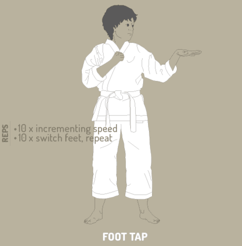 Karate training, lower body basics, foot tap
