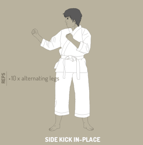 Karate training, lower body basics, side kick